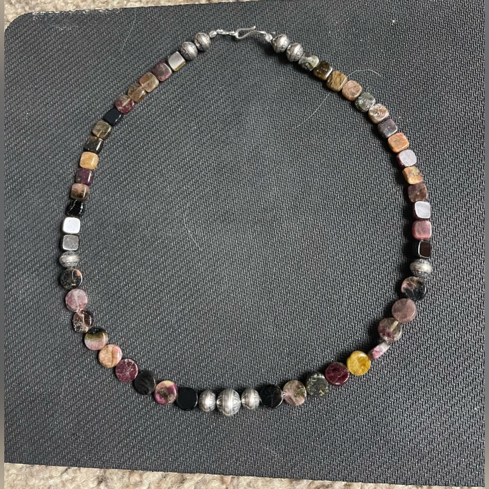 Hand Crafted Unique Earth “One of a Kind” Tourmaline & Sterling Silver Necklace